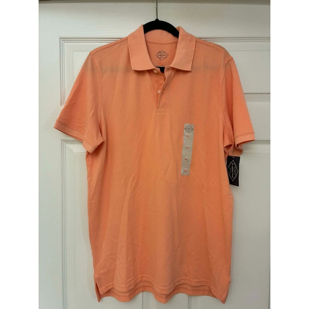 St. John's Bay Men's Polo Shirt Medium Peach Short Sleeve Stretch Easy Care NWT